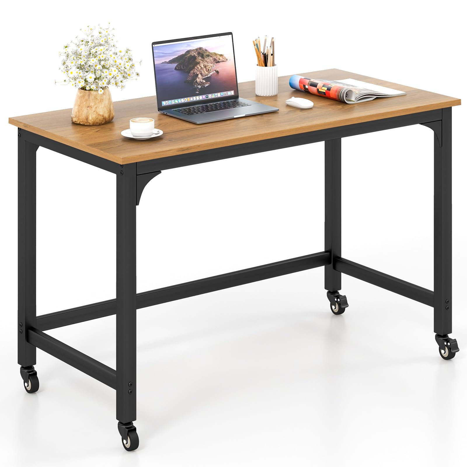 Bureau d'ordinateur mobile, bureau d'étude style simple à roulettes pour la maison ou le bureau